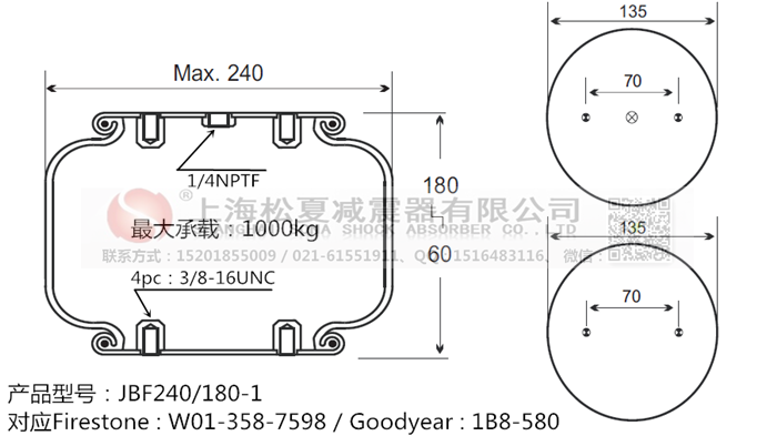 JBF240-180-1橡膠<a href='http://www.haiwai.net.cn/' target='_blank'><u>空氣彈簧</u></a>
