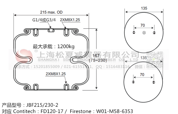 JBF215/230-2橡膠<a href='http://www.haiwai.net.cn/' target='_blank'><u>空氣彈簧</u></a>