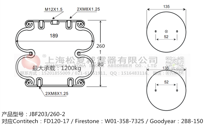 JBF203/260-2橡膠<a href='http://www.haiwai.net.cn/' target='_blank'><u>空氣彈簧</u></a>